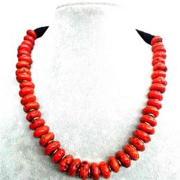 Wedding Woman Jewellery Choker Necklace 14mm Natural Red Coral Bead Exaggerate Handmade Charm
