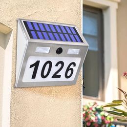 Solar Door Number Lamp LED House Address Stainless Steel Doorplate Lights With Motion Sensor For Garden Home Yard Door