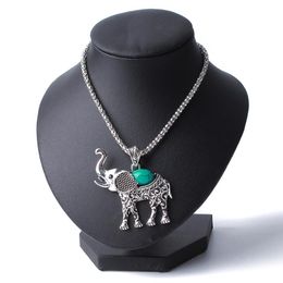 Earrings & Necklace Retro Tibetan Silver Turquoise Elephant Pendant Drop Bracelet Jewelry Sets