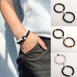 Charm Bracelets 2pc Natural Black Obsidian Hematite Tiger Eye Beads Men For Magnetic Health Protection Women Jewellery