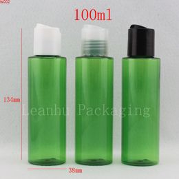 50pcs/lot 100ml green shampoo lotion plastic bottles, empty liquid soap travel bottles with disc top cap, cosmetic packaging