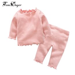 Tem Doger Baby Clothing Sets Autumn Winter Newborn Baby Boys Girls Clothes Infant Knitted Solid Tops Pants 2Pcs Outfits Set 210309