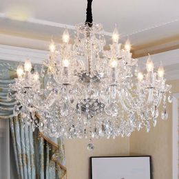 Chandeliers European Crystal Living Room Lamp Restaurant Bedroom Household Lamps Villa Staircase Dining Rooms Candle Lighting