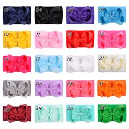 6.3 Inch Solid Hair Bows Headband Girls Hot Sale Elastic Hair Bands for Kids Turban Head Wrap Headwear Hair Accessories