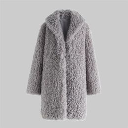 Lisa Colly Fake Fur Women Faux Coats Lambswool Jacket Female Winter Thick s Overcoats long Outwear 211220
