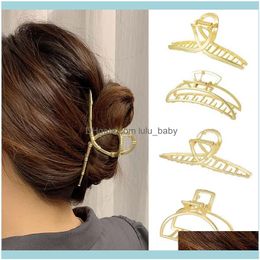 Hair Jewellery Jewelryhair Clips & Barrettes Korean Vintage Matte Hollow Geometric Gold Colour Metal Clip Chain Cross Aessories For Women Girls