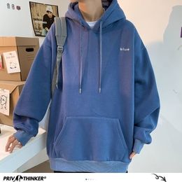 Privathinker 7 Colours Men Hoodies Fashion Blue Letter Printed Couple Oversized Sweatshirts Korean Man Casual Pullovers Tops 201112