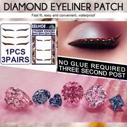 3 Pairs/set Eyeliner Stickers Waterproof Reusable Diamond Glitter Eyelid Line Stick Double Eye Makeup shine in Halloween Party