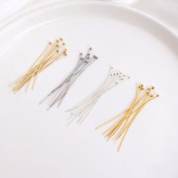 100PCS/set Gold Silver Plated Ball Pins 24 Gauge Ball-head Pin for DIY Jewellery Making Findings Art Craft Beading Supplies 26/30/40mm Long