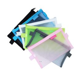 Simple Transparent Mesh Pencil Bags Case Black White Grey Blue Office Student Pencils Cases School Supplies Pen Box Wholesale RRD11496