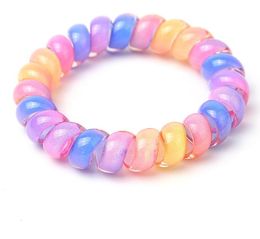 8 color Gradient Telephone Wire hairband colorful Ponytail Holder Elastic Phone Cord Line hair tie hair accessories kid gift