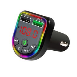 Bluetooth 5.0 FM Transmitter Car MP3 Player with LED Light Wireless Handsfree Car Kit Adapter Dual USB Fast Charging