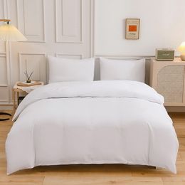 nursing sets UK - Bedding sets Double Solid Color WHITE Home Bed Flat Sheet Set Duvet Cover Pillowcase King Queen Twin Single Size YSQG