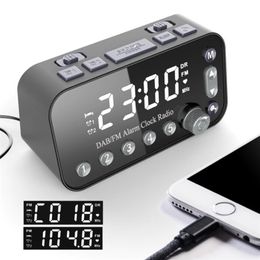 Digital Alarm Clock DAB FM Radio, Dual USB Charging Port LCD Display Backlight Adjustable Volume 210804