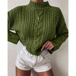 Fall Twist Pattern Long Sleeve Casual Turtleneck Knitted Sweater Korean Style Winter Clothes Women Pullovers Loose Sueter Mujer 210604