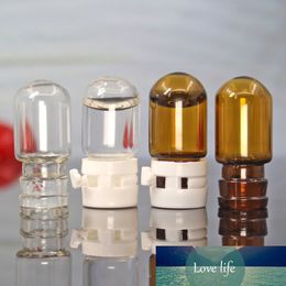 50pcs 2ml Empty Amber Clear Glass Essential Oil Bottles Cosmetic Jar Containers mini Tear cap Perfume Vials Essence Sample Pots
