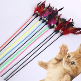 New Funny cat Toys cat Teaser Turkey Stick Feather cat scratching toys with Small Bell Food Ball for Birds cats scratching Playing Training