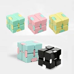 fidget spinners UK - Wholesale Infinity Cube Candy Color Fidget Puzzle Anti Decompression Toy Finger Hand Spinners Fun Toys for Adult Decompression Toys