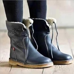 Autumn winter Winter Shoes Women Leather Ankle Boots Fur Zip Short Boots Female Fashion Ladies Flat Botines Sewing Black Sh