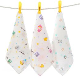 Towel 3 Pcs/Lot Double-Layer Gauze Printed Square Absorbent And Breathable Children's Face Wash TJ4120