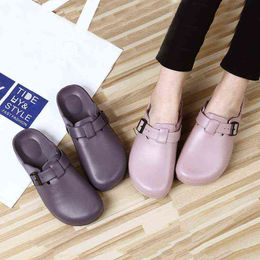 Pure Colour Slipper Antiskid Adjustable Lightweight Soft Sole Shoes Hospital Nurse Doctor Clean Wear-resistant Work Shoes W220218