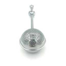 2021 50pcs 18cm Stainless Steel Spoon Retractable Ball Shape Metal Locking Spice Tea Strainer Infuser Filter Squeeze