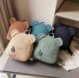 DHL50pcs Backpack Women Plush Bear Shaped Backpacks Female Simple Shoulder Bag Mix Colour Winter