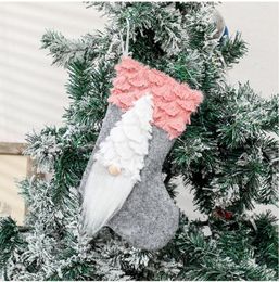 Newest Pulsh Gnome Christmas Stockings Gnome Kids Gift Bag Candy Bags Dwarf Santa Xmas Tree Hanging Ornament Socks Home Party JJE10683