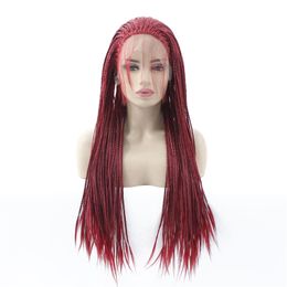 HD Box Braided Synthetic Lace Front Wig Simulation Human Braiding Hair Frontal Long Braids Wigs 180809-T1557