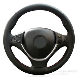Steering Wheel Covers DIY Hand-stitch Black Alcantara Soft Leather Car Cover For X5 E70 2008-2013 X6 E71 2008-2014 Accessories