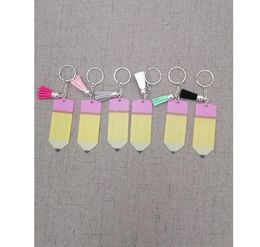 200pcs Teachers' Day Acrylic Keychain Pencil Shape Pendant Keyring Back to School Gifts for Friend SN3848