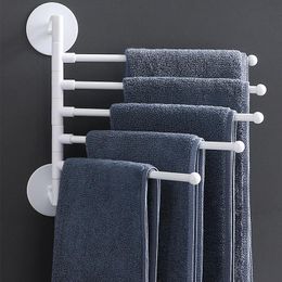 Towel Racks Self-adhesive Holder Hooks Bath Bathroom Rotation Storage Rack Kitchen Organizer Shelf Multi-bar Wall Mounted