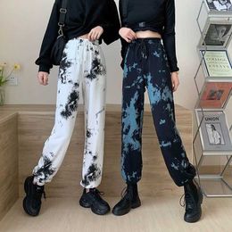 Casual women's trousers 2021 new street tie dye female students trend all-match casual pants girls high waist thin waist pants Q0801