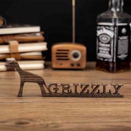 Customizable Dog Wood Names Figurines Home Decor Personalised Puppy Carved Ornament For Home Decoration Modern 210727