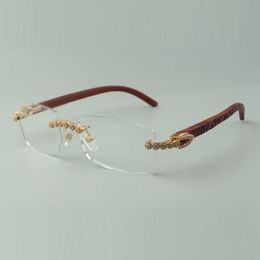 Designer bouquet diamond glasses Frames 3524012 with tiger wood temples for unisex, size: 56-36-18-135mm