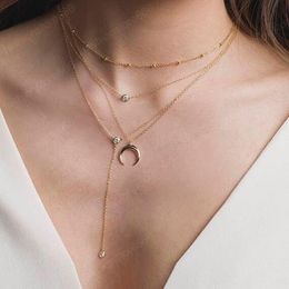 2021 New Fashion Necklace Moon Horn Pendant Chokers Necklace Women Gold Necklace Jewellery For Girlfriend Gift