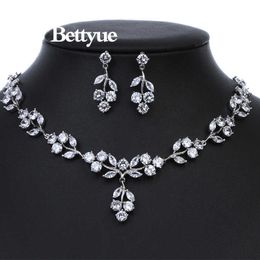 Bettyue Brand Charm Cute AAA Cubic Zircon Cherry Shape White Gold Color Jewelry Sets For Woman Wedding Party Gifts H1022