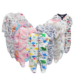 6PCS/LOT Baby Rompers Long Sleeve 100%Cotton overalls Newborn clothes Roupas de bebe boys girls jumpsuit&clothing 210315