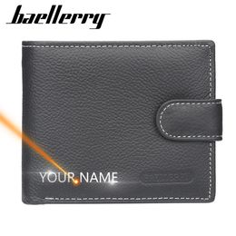 Genuine Leather Men Classic Free Engraving Name Zipper Purse Card Horder Quality Wallets