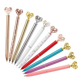 Creative Heart Shaped Ballpoint Pen DIY Metal Ball Pens Office School Supplies Valentine's Day Gift