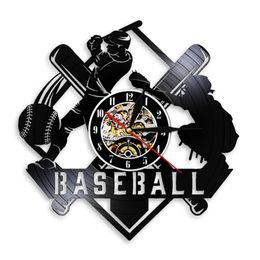 Wall Clocks Baseball Players Record Clock Softball Decorative Watch Game Hitter And Catcher Art