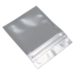 7.5x10 cm White Aluminium Foil Zip Reusable Food Grade Pack Bags for Coffee Tea Candy Front Clear Mylar Foil Food Reusable Packing Pouch