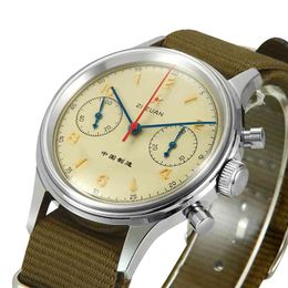 40mm China Luftfahrt Chronograph Seagull Bewegung 1963 Mechanische Uhr für Männer 40 mm St1901 Sapphire 38mm Uhren Herren Pilot 210804