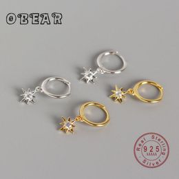 Stud OBEAR Arrival 100% 925 Sterling Silver Mini Star Pendant Small Earrings For Women Zircon Sun Ear Buckle