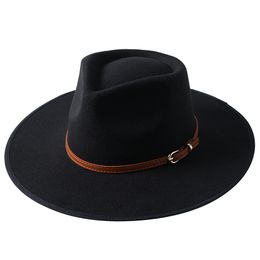 British Style Women's Hat 8.5CM Wide Brim Fedora Hat for Men Winter Panama Jazz Church Sombrero Hombre