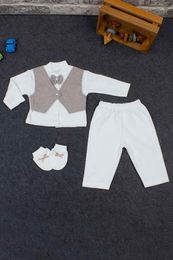 Clothing Sets Brown Baby Boy Tuxedo Suit