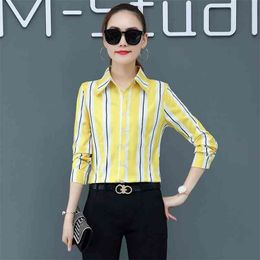 Korean Fashion Chiffon Women Blouses Office Lady Shirt and Blouse Autumn Vintage Long Sleeve Shirts Plus Size Womens Tops 210531