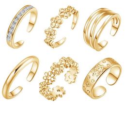 Classic Vintage Carved Adjustable Rings Set Bohemian Summer Sexy Charm Open Foot Finger Ring Jewelry Accessories Gift X0715