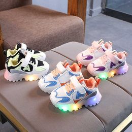 Size 21-30 Girls Glowing Shoes For Children Kids Luminous Sneakers With LED Lights Boys Light Up Non-slip Toddler Shoes For Baby G1025