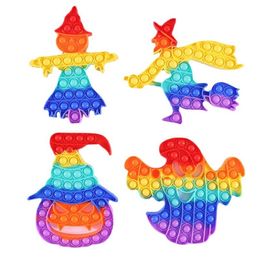 Favor Halloween Push Bubble Fidget Antistress Toys Special Pumpkin Witch Ghost Scarecrow Rainbow Adult Stress Relief Big Size